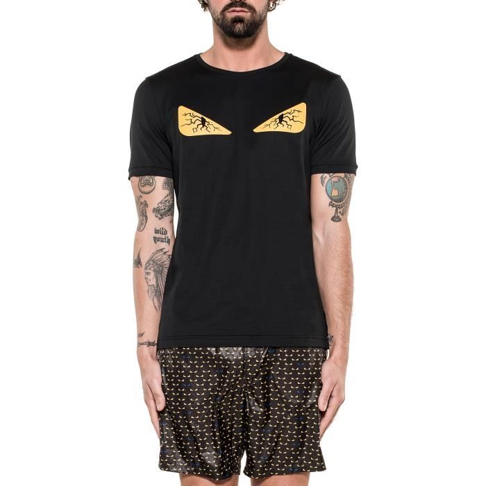 FENDI HOMME FY0894A28JF0748 NOIR COTON T-SHIRT Noir - Cdiscount  Prêt-à-Porter