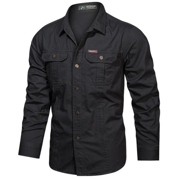 Chemises Hommes MOBIGARLAN Aviateur Fit Manches longues Noir 95 Coton Noir Cdiscount Pret a Porter