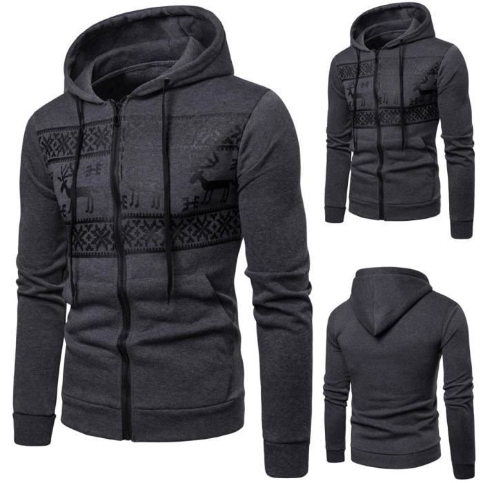 Pull zippé capuche homme clearance
