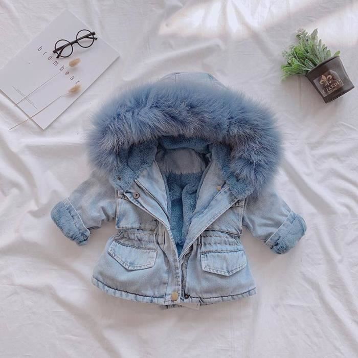 Doudoune Pour Enfants Bebe Fille Vetements Hiver Vestes 1 7 Ans Enfants Epaississement Plus Velours Denim Veste Fourrure Chaud Enfa Light Blue Cdiscount Pret A Porter