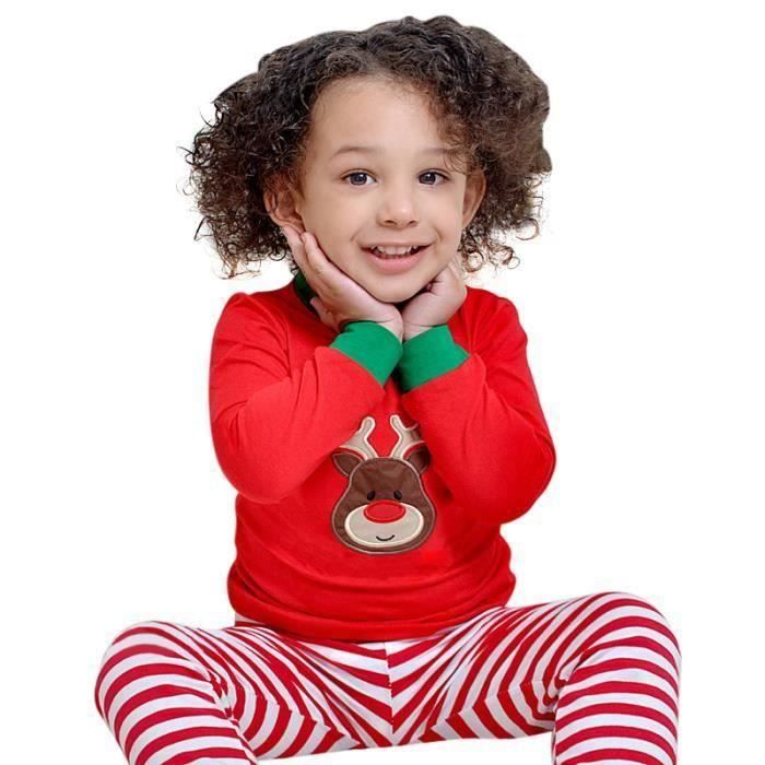 FUNMOON Garcon Pyjama Enfant Noel Renne Unisexe 2Pcs Ensemble Rouge T Shirt Pantalon Raies Rouge Rouge Cdiscount Pret a Porter