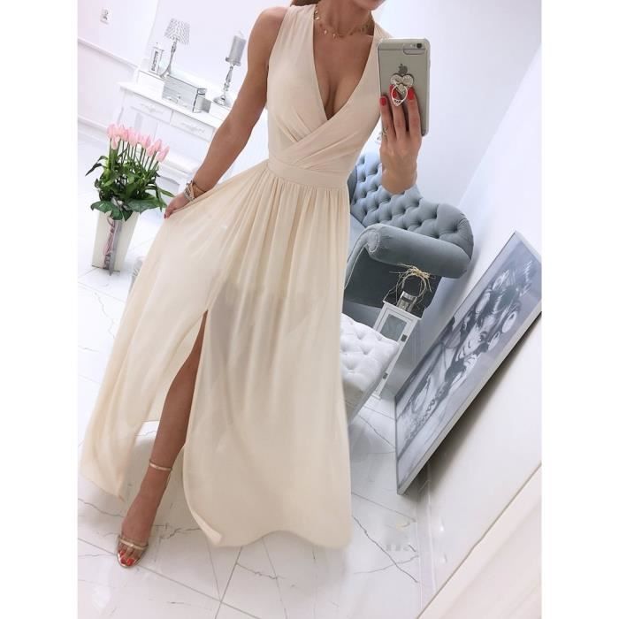 Robe longue fluide beige cheap