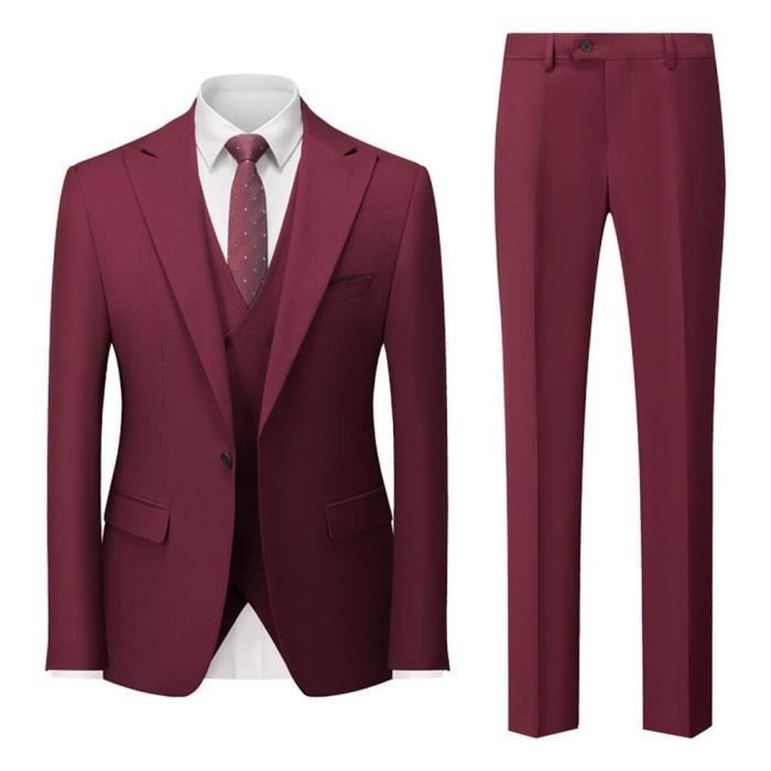 Costume Homme, Marque de Luxe, Couleur Unie, Ensemble 3 Pièces Costume