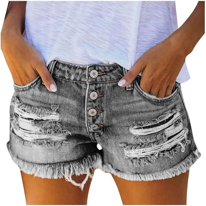 Generique Short Jeans Femme Taille Haute Ete Sexy Shorts et s Effet Use Shorts Mini Court Short en Jean Femme Extensible Azurin Cdiscount Pret a Porter
