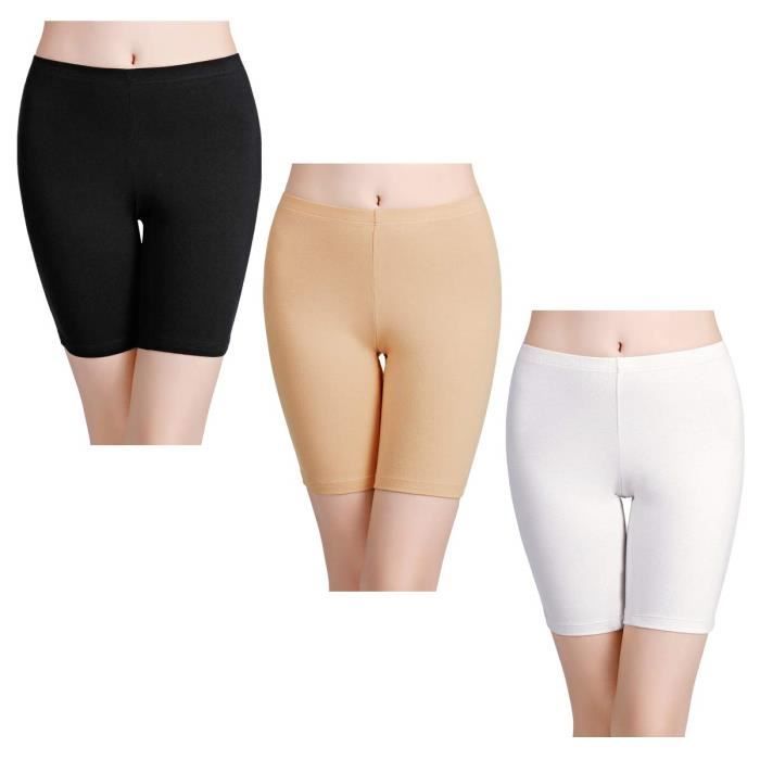 Culottes Cyclistes en Coton pour Femme Lot de 3 Noir