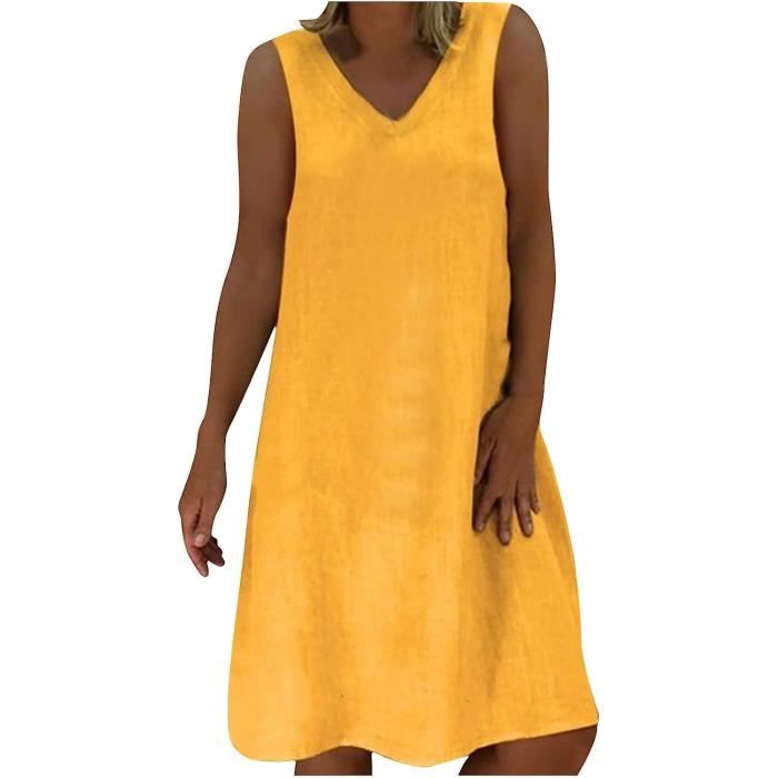Robe lin jaune cheap