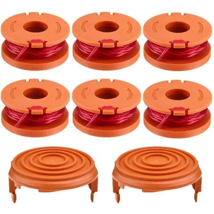 WORX WA0004.1 Lot de 6 fils pour coupe-bordures 20 V Longueur 6 x 3 m Diamètre du fil Ø 1,65 mm Bobine de fil + 2 capuchons