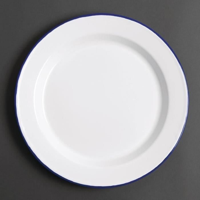 Assiette plate acier émaillé 245 mm - Lot de 6