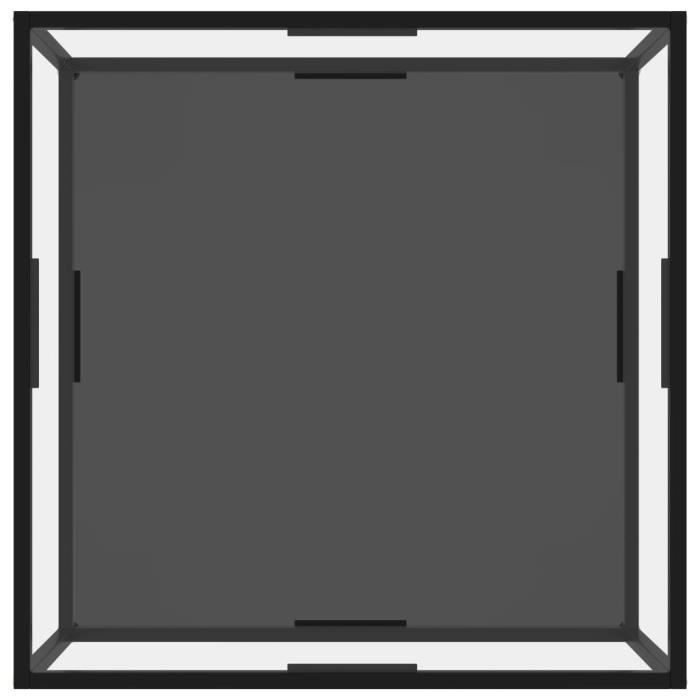 Table Basse Noire Avec Plateau Verre Trempé 80x80x35 Cm - Acier Laqué, Design Moderne, Facile à Nettoyer