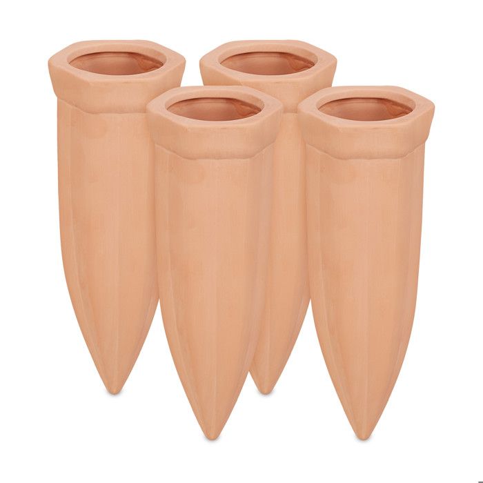 Lot De 6 Cônes Arrosage Terre Cuite - Arrosage Automatique Plantes - Pour Intérieur/Extérieur - Marron