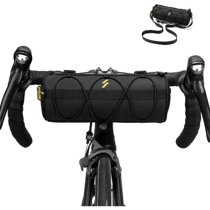 ROCKBROS Sacoche de Vélo-VTT- Cadre Multifonctionnelle Sac de Guidon Vélo Capacité environ 2,4 L Sac à Bandoulière Noir