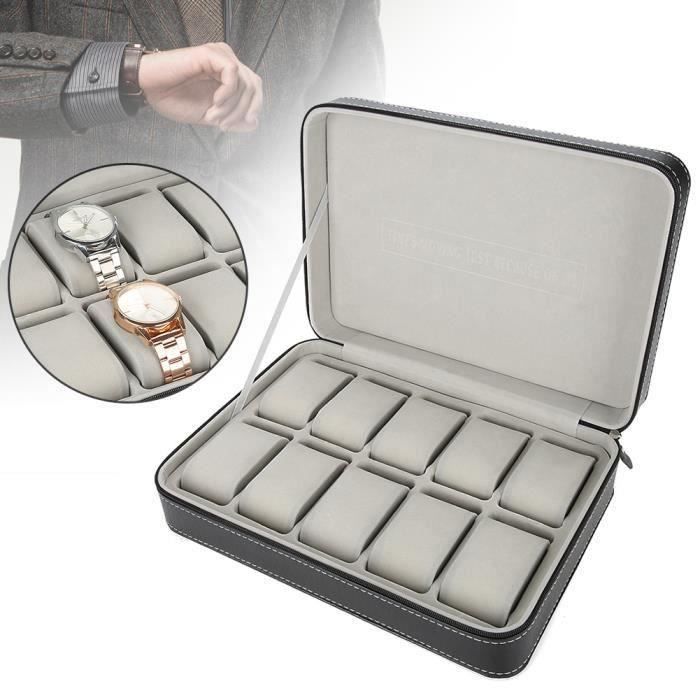 Boîte De Rangement Vide Universal Genève - Écrin Pour Montre - Cuir Noir