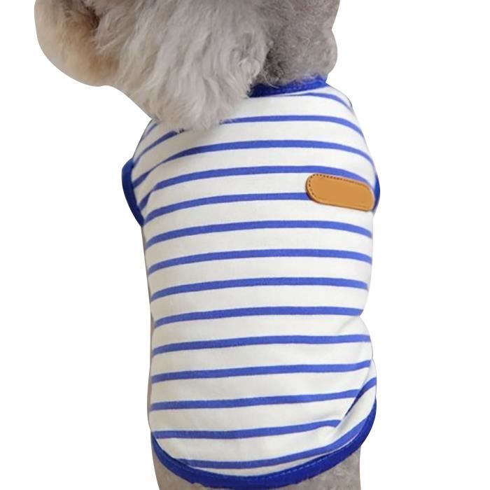 Comparer les prix de gilet de chemise pour chien T-shirt rayé pour chien, gilet extensible, doux et confortable, à la animalerie robe Bleu XXL