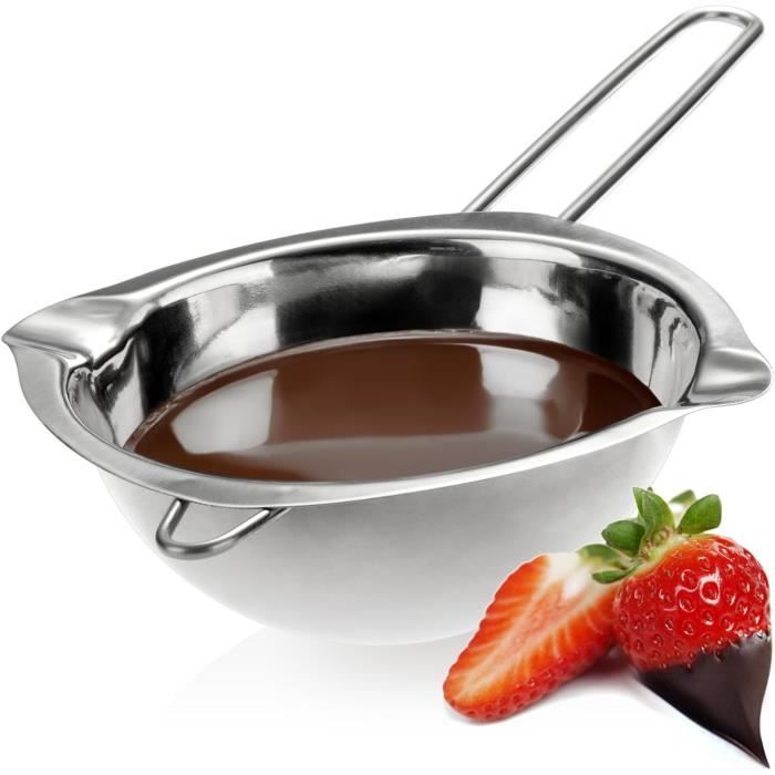 Cuisson Douce Creuset Bain-marie Aslanka - 680ml Acier Inoxydable - Pour Chocolat, Beurre, Cire - Poignée Anti-chaleur Cuisson Douce Sans Brûlure