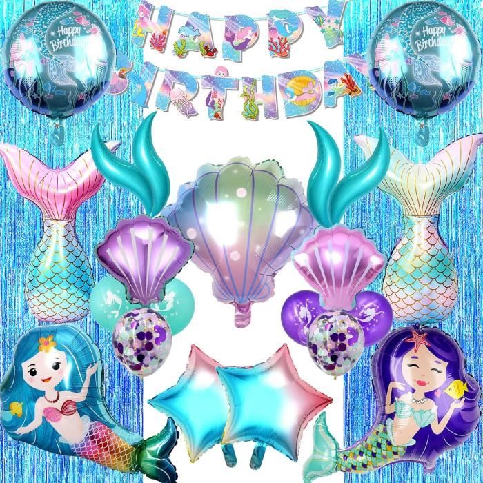 Set De 30 Ballons Sirène – Latex Confettis – Décoration Fête Anniversaire, Baby Shower, Thème Océan