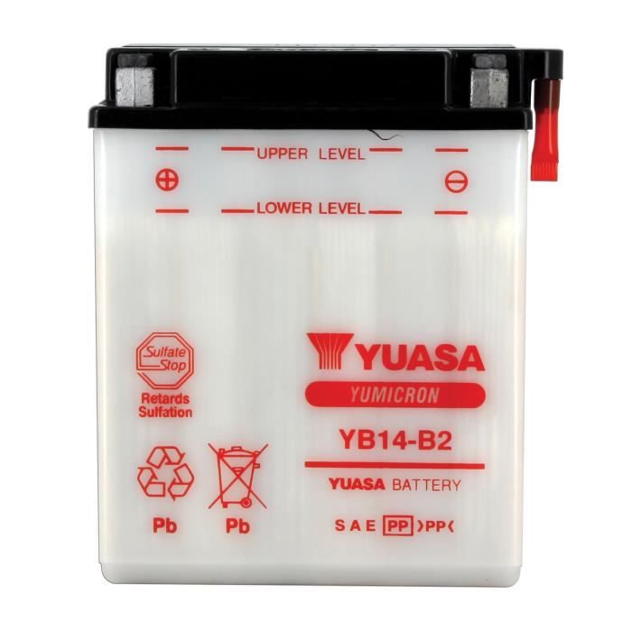 YUASA - Batterie Moto 12V Avec Entretien Sans Pack Acide Yb14-B2 / Yb14B2