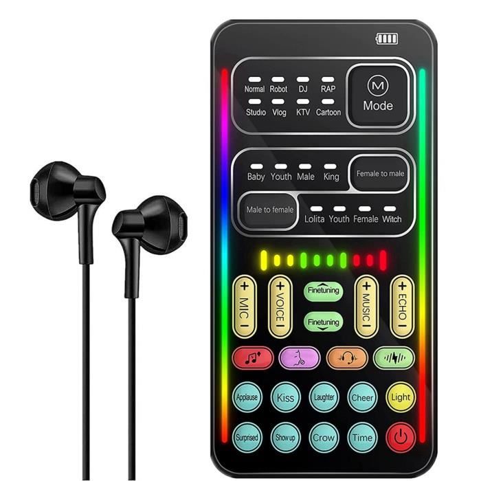 Mini changeur de voix portable,carte son de transformateur de diffusion en  direct,machine à effets sonores de changeur de voix pour téléphone