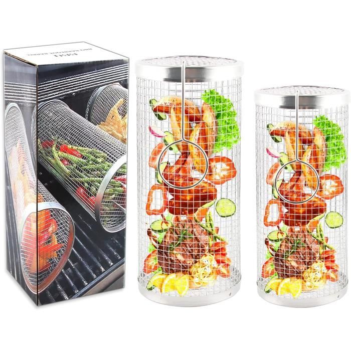 Panier De Barbecue Roulant, Panier De Barbecue Pour Barbecue, Panier De Barbecue En Acier Inoxydable, Accessoires De Barbecue Panier De Barbecue, Panier De Barbecue Pour Légumes Grillés, Poisson (20 X
