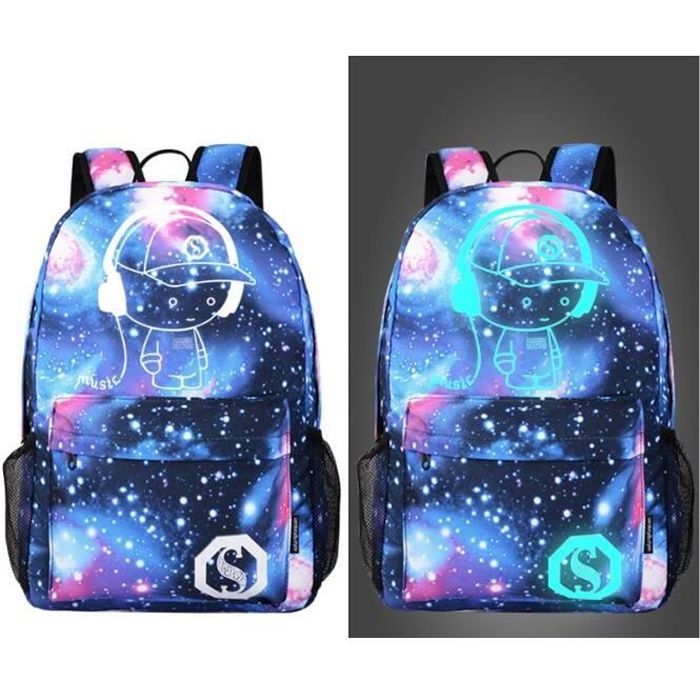 Sac dos scolaire lumineux de travail Noctilucence pour Galaxy