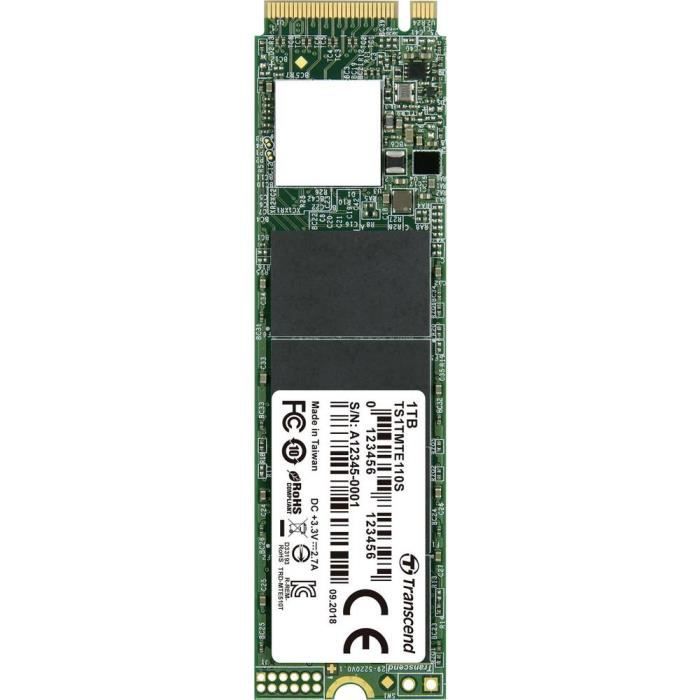 Vente Disque SSD SSD interne SATA M.2 2280 1 TB Transcend MTE110S TS1TMTE110S 110S au détail PCIe 3.0 x4 1 pc(s) pas cher
