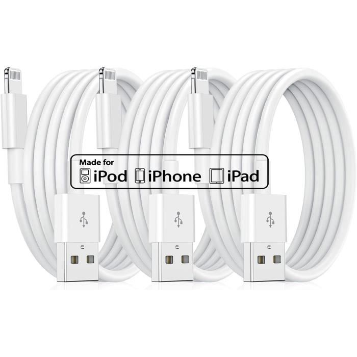 Câble Chargeur Iphone Apple, [Certifié Mfi] 3Pack 2M Lightning Vers Usb  Câble Long,Ultra Résistant Cordon Iphone Apple Origin[J285] - Cdiscount  Téléphonie