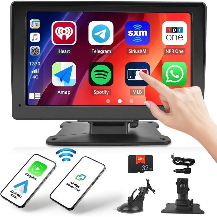 Autoradio Avec CarPlay Android Auto Sans Fil,7" Écran Tactile Autoradio