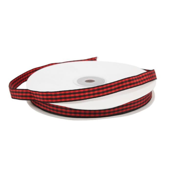 Ruban De Noël 25 Yards 10mm Carreaux Rouge Vert Bord Doré - Décoration Cadeaux Arbre Artisanat