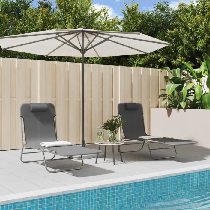 vidaXL Chaises longues pliables 2 pcs