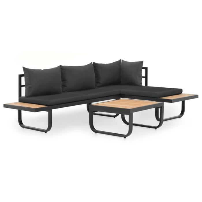 Vidaxl Canape D Angle De Jardin A 2 Places Avec Coussins Aluminium