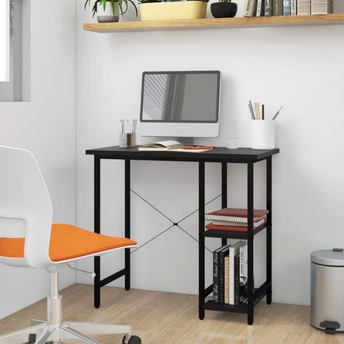vidaXL Bureau dordinateur Noir 80x40x72 cm MDF et métal