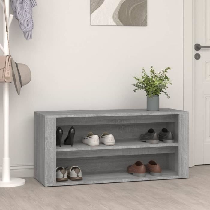 816910 vidaXL Étagère à chaussures Sonoma gris 100x35x45 cm Bois dingénierie