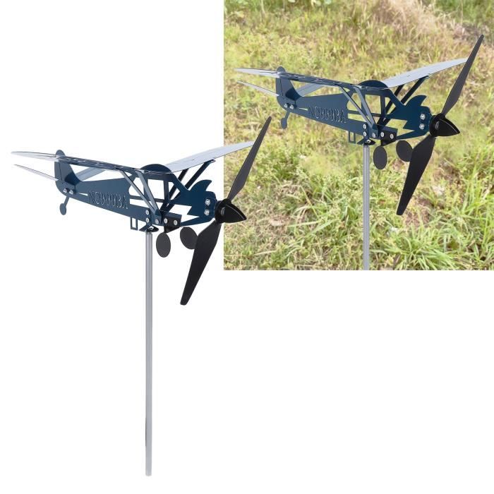 Girouette Avion En Métal Pour Jardin - Décoration Extérieure, Dimensions 50x30x8 Cm, Résistante Aux Intempéries, Design Tournant