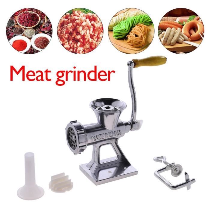 Hachoir à viande manuel Aluminium L 13 cm H 24 cm Avec manche en plastique Avec lame en fonte