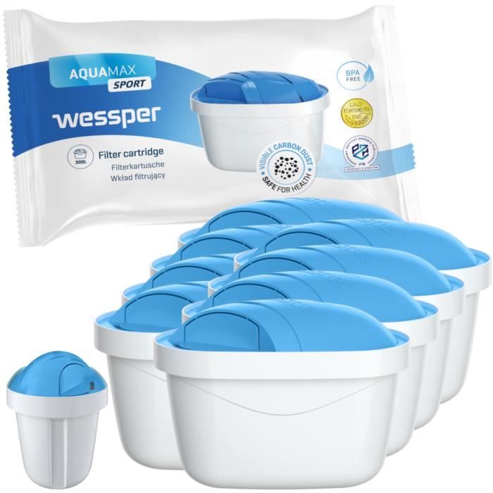 Wessper Sport 8er Pack Aquamax l'Eau Filtre Cartouches comp avec Brita Maxtra 