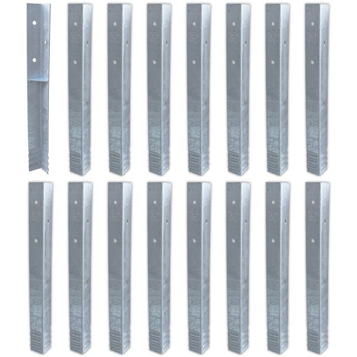 Wickey SolidLock Lot 8 Ancrages D'Angle Galvanisé - Pour Cabanes & Balançoires - 500x45x45 Mm Avec Vis