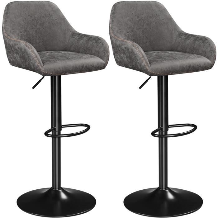 Yaheetech Tabourets de Bar Pivotant Hauteur Réglable Chaises de Bar Revêtement en Similicuir Tabourets Hauts avec Repose-Pieds Gris Yaheetech Tabourets de Bar Pivotant Hauteur Réglable Chaises de Bar Revêtement en Similicuir Tabourets Hauts avec Repose-Pieds Gris