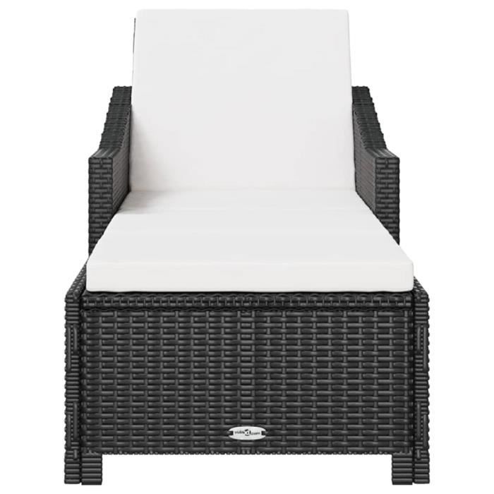 fhe - sièges de jardin - chaise longue avec coussin blanc crème résine tressée noir - yosoo - dx1343