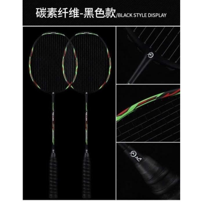 Raquette De Badminton Professionnelle 8U Ultra-légère - 60g, Carbone, Tension 10.9-14.5 Kg, Pour Joueurs Avancés