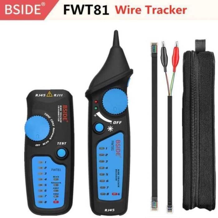 Testeur De Câble Réseau Bside FWT11 - Pour RJ45 Et RJ11 - Détection Rupture, Court-Circuit - Émetteur/Récepteur