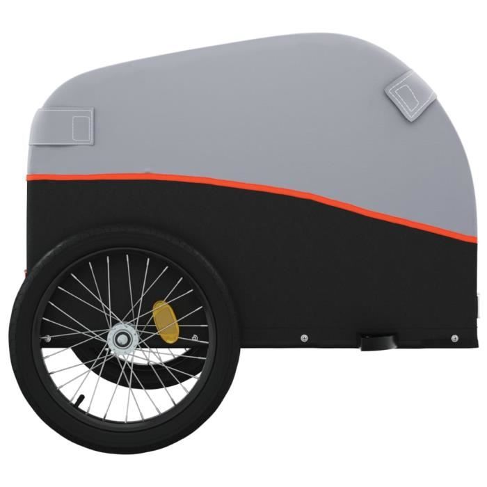 Zerodis Remorque de vélo noir et orange 30 kg fer LC033