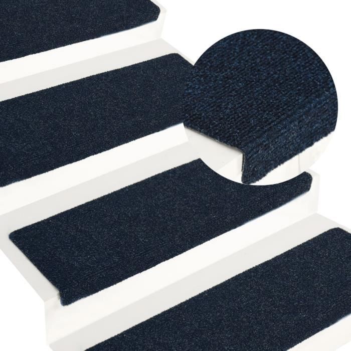 Tapis D'escalier Antidérapant VidaXL - Lot De 15 Pièces Gris Clair - Tissu Aiguilleté 65x21cm - Protection Marches