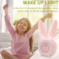 Réveils lumineux pour enfants - Intelligent Réglage la Lumière de Respiration - Affichage Automatique Temps Date Température - Rose-1
