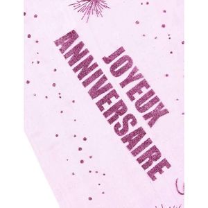 Chemin De Table Anniversaire Lin Rayures Noir Et Blanc - Motifs Colorés 40x140 Cm - Réutilisable