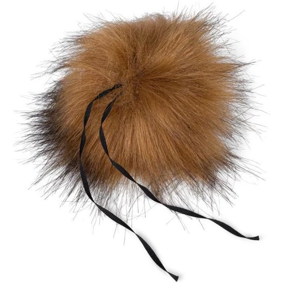 Bonnet gris avec pompon fourrure racoon - MODISSIMA - cbf10