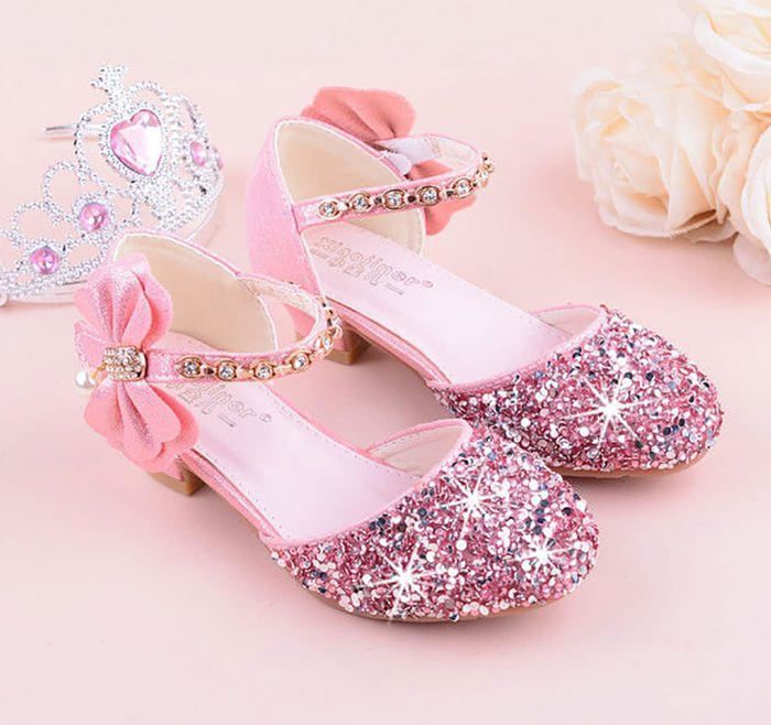 Chaussures De Danse Fille - Ballerines à Paillettes Avec Nœud - Semelle Souple Antidérapante - Pour Fête