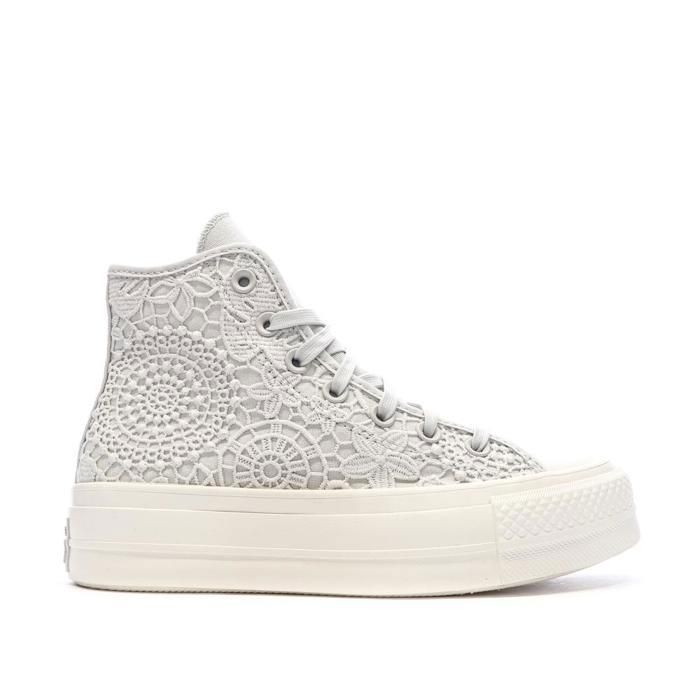 Baskets Grises Dentelle Femme Converse Chuck Taylor All Star Lift