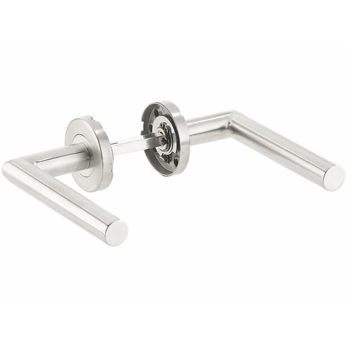 Lot De 2 Poignées De Porte Intérieure En Inox - Dimensions 13x6 Cm, Avec Rosace Et Loquet - Navaris