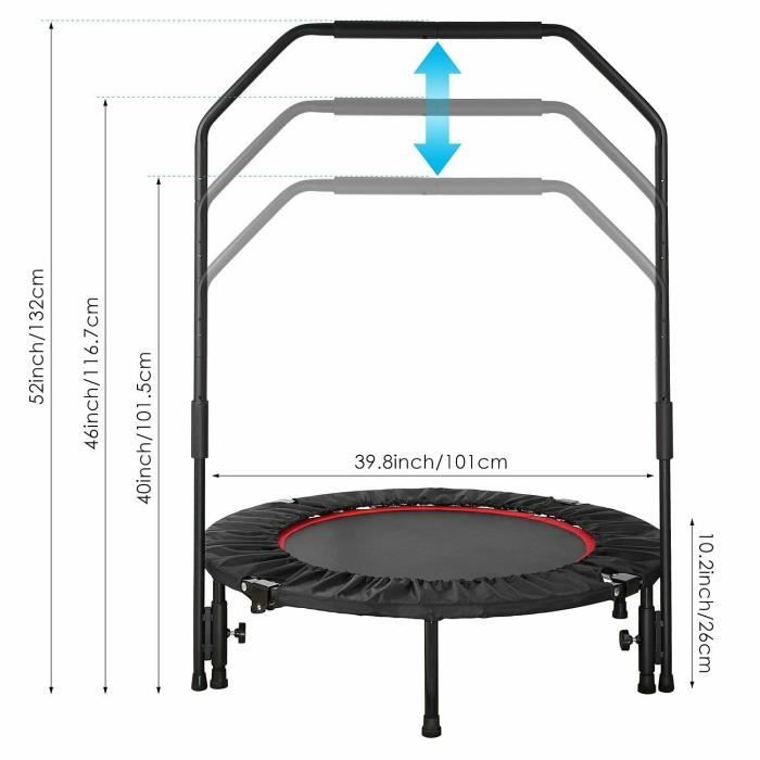 Femor Trampoline Fitness Pliable T Bar 101 cm Trampoline de fitness certifie TUV interieur exterieur reglable en hauteur Cdiscount Sport