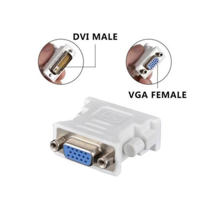 DVI D mâle vers VGA femelle adaptateur convertisseur VGA vers DVI/24 + 1  broche mâle vers VGA femelle adaptateur convertisseur - Cdiscount  Informatique