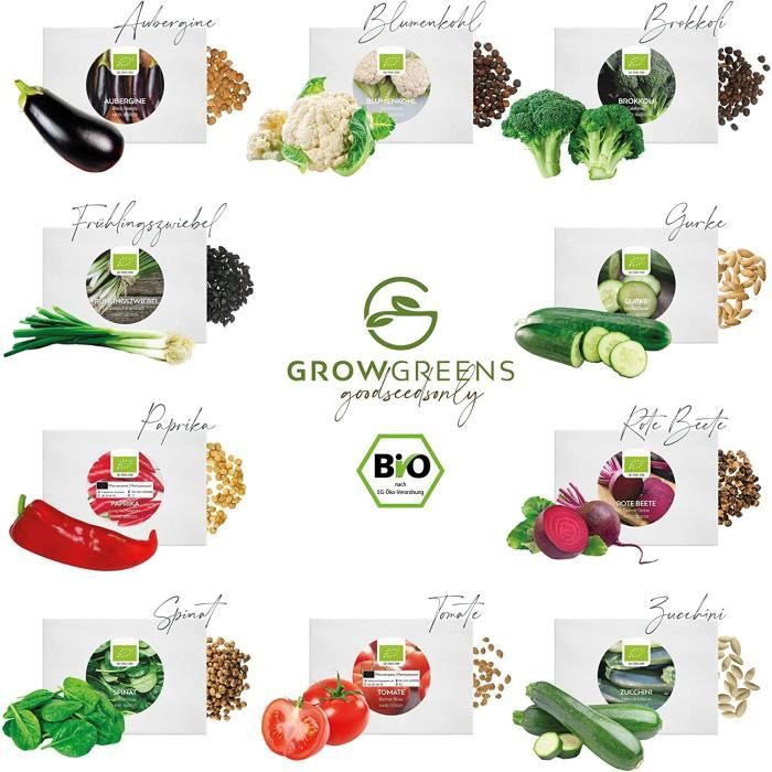 BIO Kit de graines potager avec 10 variétés de légumes - semis potager de  culture biologique prêt à pousser idéal pour terrasse[26] - Cdiscount Jardin